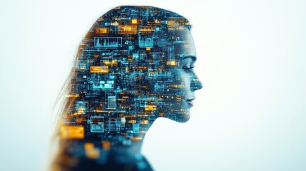 Poster - Human Profile Merged with Technology and Data Visualizations