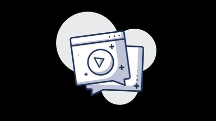 Poster - Illustration of video player interface elements in a simple modern design.