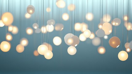 Poster - abstract custom shaped lights suspended in the air, glowing softly with ample space for text along t