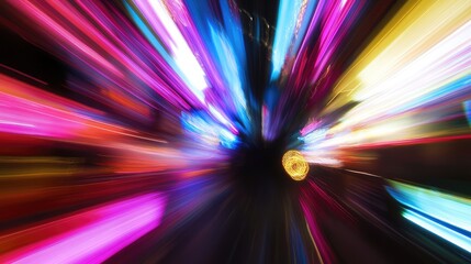 Poster - A blurred abstract pattern of colorful Christmas lights glowing in a dark festive setting