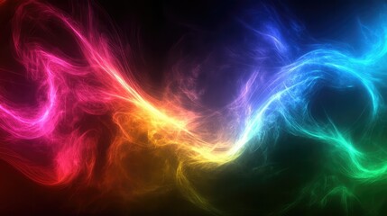 Poster - A close-up of colorful light streaks creating abstract patterns in a dark space, with ample space for copy at the center