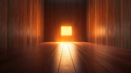 Poster - A custom shaped light glowing brightly in the center of a dark space with ample room for text