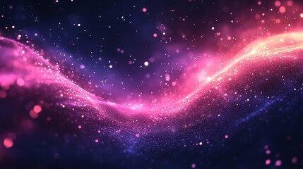 Purple and pink galaxy in outer space with glowing stars