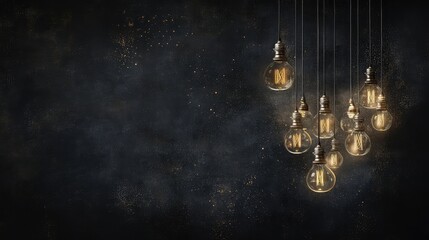 Poster - A set of custom shape lights floating against a dark backdrop, with room for text on the right side