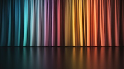 Poster - A shimmering curtain of colorful lights glowing in various shades, with blurred effects and plenty of copy space