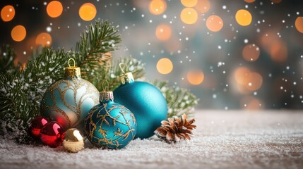 Poster - colorful bokeh lights with a soft, out-of-focus background creating a magical, festive atmosphere wi