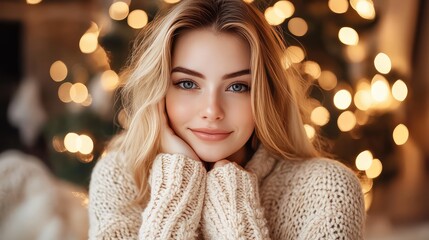 Poster - Colorful bokeh lights with a soft, out-of-focus background creating a magical, festive atmosphere with plenty of space for copy