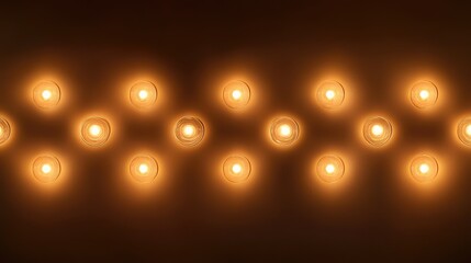Poster - Custom shape lights arranged in a grid pattern, glowing against a dark background with space for text at the bottom
