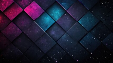 Poster - Custom shape lights arranged in a grid pattern, glowing against a dark background with space for text at the bottom