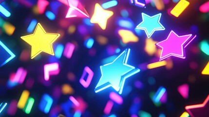 Poster - Custom shape lights floating in the air, forming a random pattern, with space for text in the bottom right corner