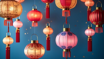 Wall Mural - chinese new year lanterns ai generative
