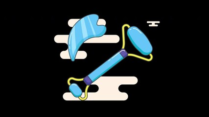 Poster - A blue abstract tool resembling a water scoop against a stylized background.