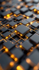 Poster - Abstract Visual Representation of Digital Technology with Glowing Elements