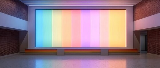 Poster - Interactive light installation modern gallery digital art contemporary space wide angle visual experience