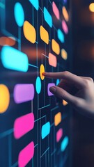 Poster - Digital interaction with colorful data visualizations modern workspace graphic design tech environment close-up perspective