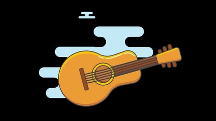 Poster - A vibrant illustration of a guitar against a minimalist background.