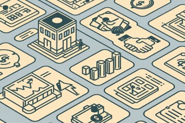  Isometric Illustration of Financial Business Concepts and Growth