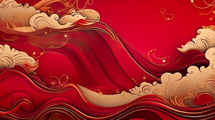 Wall Mural - chinese traditional background design with abstract pattern in red background chinese red textured p
