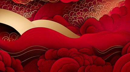 Wall Mural - chinese traditional background design with abstract pattern in red background chinese red textured p