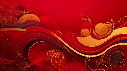 Wall Mural - chinese traditional background design with abstract pattern in red background chinese red textured p