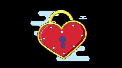 Poster - A vibrant red heart-shaped padlock with a keyhole, symbolizing love and security in a simple, modern design.