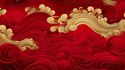 Wall Mural - chinese traditional background design with abstract pattern in red background chinese red textured p