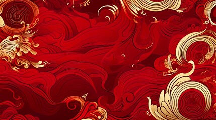 Wall Mural - chinese traditional background design with abstract pattern in red background chinese red textured p
