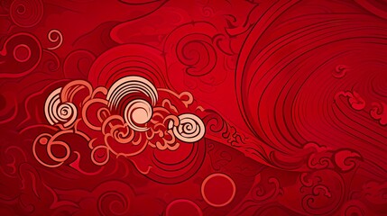 Wall Mural - chinese traditional background design with abstract pattern in red background chinese red textured p
