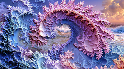 Canvas Print - AI-generated fractal patterns with intricate and colorful details.