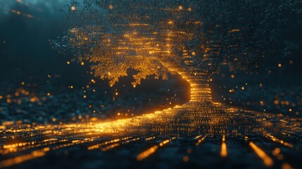 Poster - Luminous Digital Tree: A Symphony of Light and Code