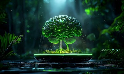 Poster - Human Brain Exploration, intricate neural pathways illuminated, showcasing cognitive functions and the complexity of thought processes.