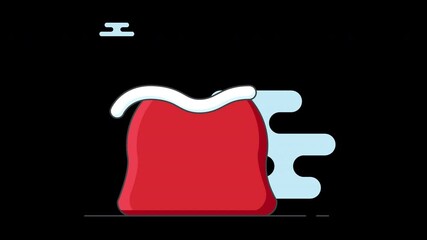 Poster - A red blob with white froth against a dark background, depicting a whimsical animated character.