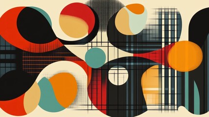 Poster - Abstract Mid-Century Modern Art:  A Symphony of Color and Form