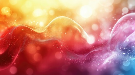 Wall Mural - vibrant abstract wave of glowing particles with bokeh background