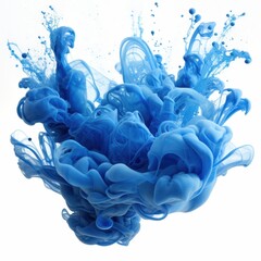 Wall Mural - A detailed close-up of a blue liquid suspended in the air, showcasing its vibrant color and unique texture against a contrasting background.