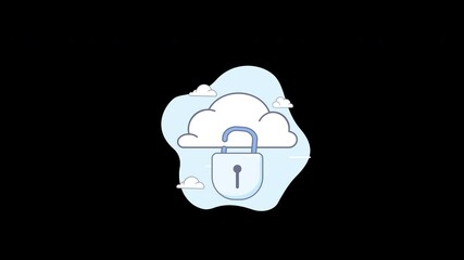 Aufkleber - A cloud with an unlocked padlock symbolizing online security and data protection in a digital environment.