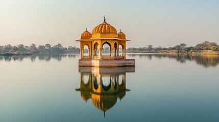 Wall Mural - Serene Gazebo on a Calm Lake in India