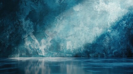 Poster - Tranquil Abstract Background with Textured Bluish Surface and Reflection
