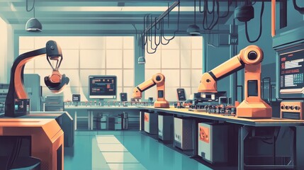 Poster - Futuristic Factory: Robotic Assembly Line