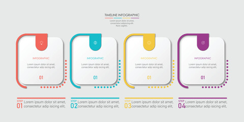 Poster - Four Step Infographic element design Vector template for presentation.