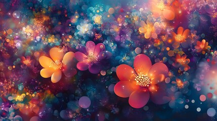 Poster - Vibrant floating gradients dynamic abstract patterns and whimsical soft bright tones come together in this cheerful and festive digital design