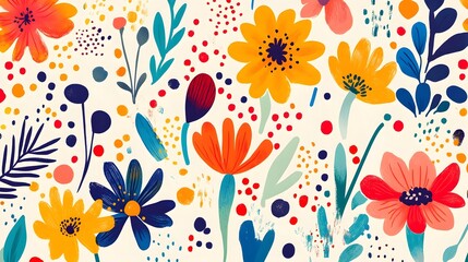 Poster - Cheerful and vibrant floral inspired abstract design with dynamic gradient patterns playful floating shapes and a contemporary whimsical aesthetic