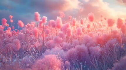Wall Mural - Imaginative pastel gradients playful and light with fluffy whimsical textures and youthful gentle fantasy inspired details  A serene and calming abstract background or wallpaper design