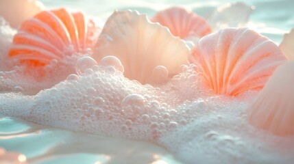 Poster - Delicate pastel gradients with light fluffy textures and whimsical creative details exuding a sense of youthful charm and feminine elegance
