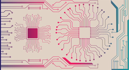 Poster - Circuit board chipset Abstract technology background with technological elements.
