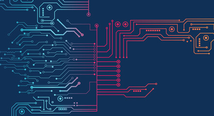 Poster - Circuit technology background with hi-tech digital data connection system and computer electronic design.  Futuristic circuit board design. Vector illustration.