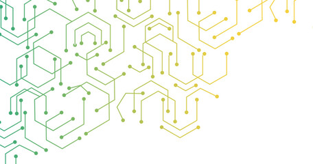 Poster - Abstract yellow green hexagon. geometric texture background. scientific technology. Vector illustration.