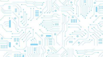 Poster - Circuit board technology electronics wallpaper repeat design. Microchip board seamless pattern, vector background. 