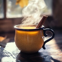 Canvas Print - Cup of Coffee with Cinnamon Stick