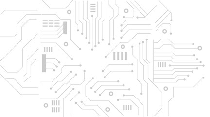 Poster - Microchip board seamless pattern, vector background. Circuit board technology electronics wallpaper repeat design.